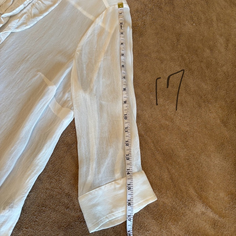 Maeve Elegant White Ruffled Blouse Size S - Picture 5 of 8